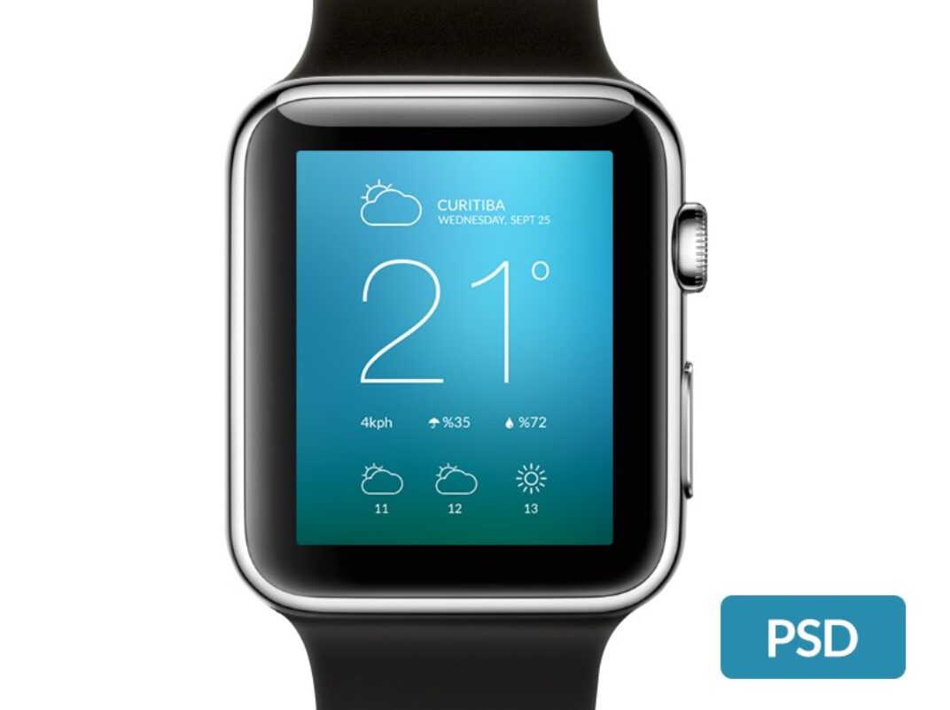 A black Apple watch PSD.