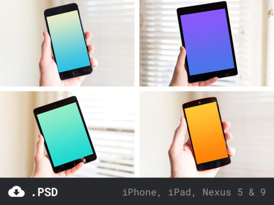 Free Set of iPhone & iPad PSD Mockups
