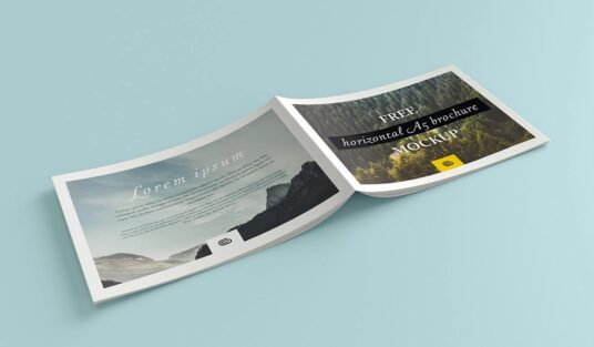 Download Landscape A5 Brochure PSD Mockup - PlanetMockup