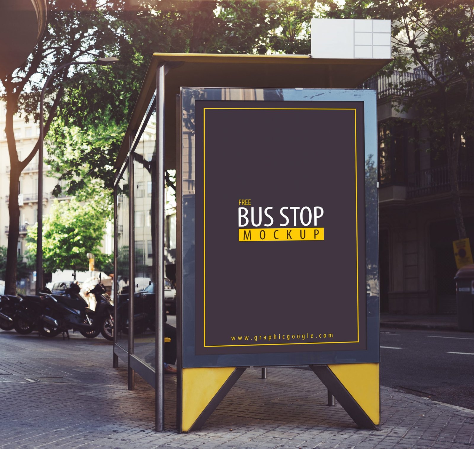 Download Outdoor Advertising Bus Stop PSD Mockup - PlanetMockup