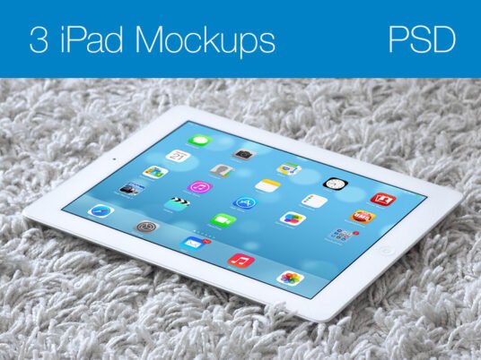 White iPad on Carpet Mockup