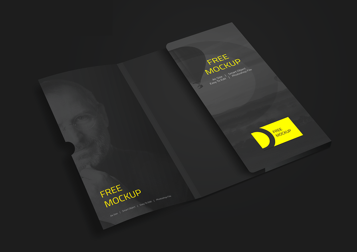 Download A4 Corporate Folder with Business Card PSD Mockup ...