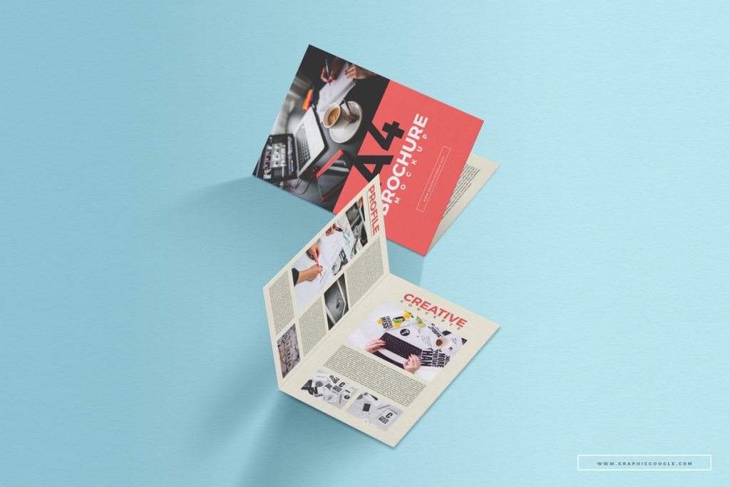 Download A4 Folded Brochure Free PSD Mockup - PlanetMockup