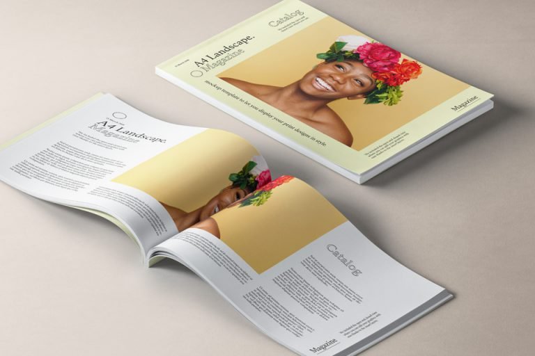 Download A4 Landscape Magazine Free PSD Mockup - PlanetMockup