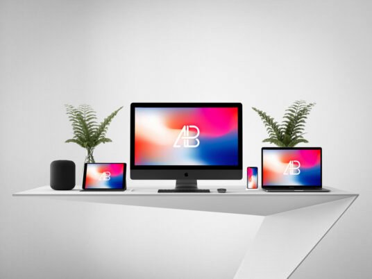 Apple Devices Responsive Showcase Free PSD Mockup