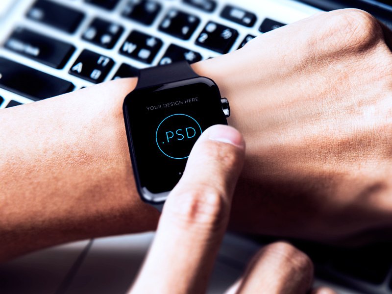Black Apple Watch PSD Mockup