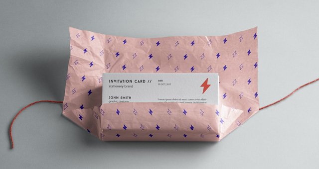 Business Cards with Paper Wrap PSD Mockup