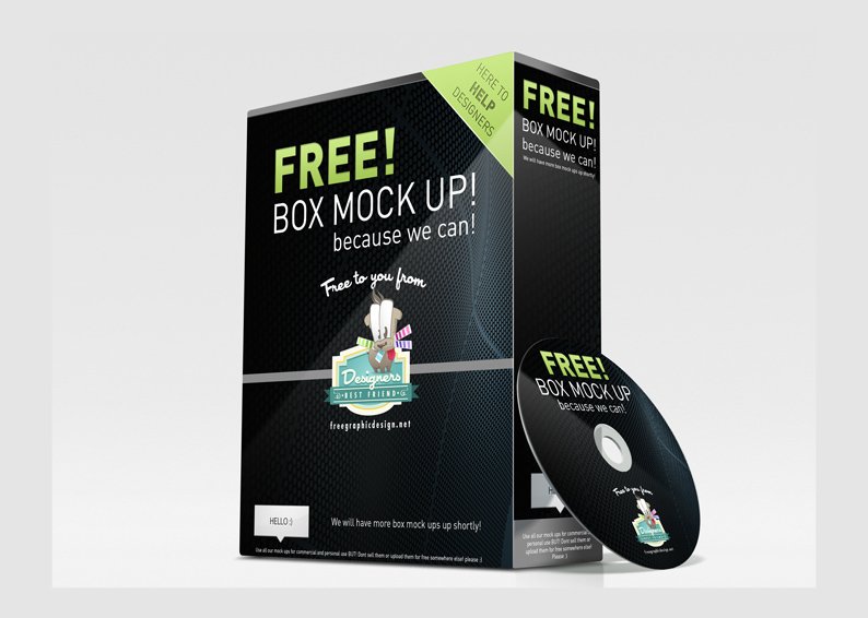 CD and Box Packaging Free PSD Mockup