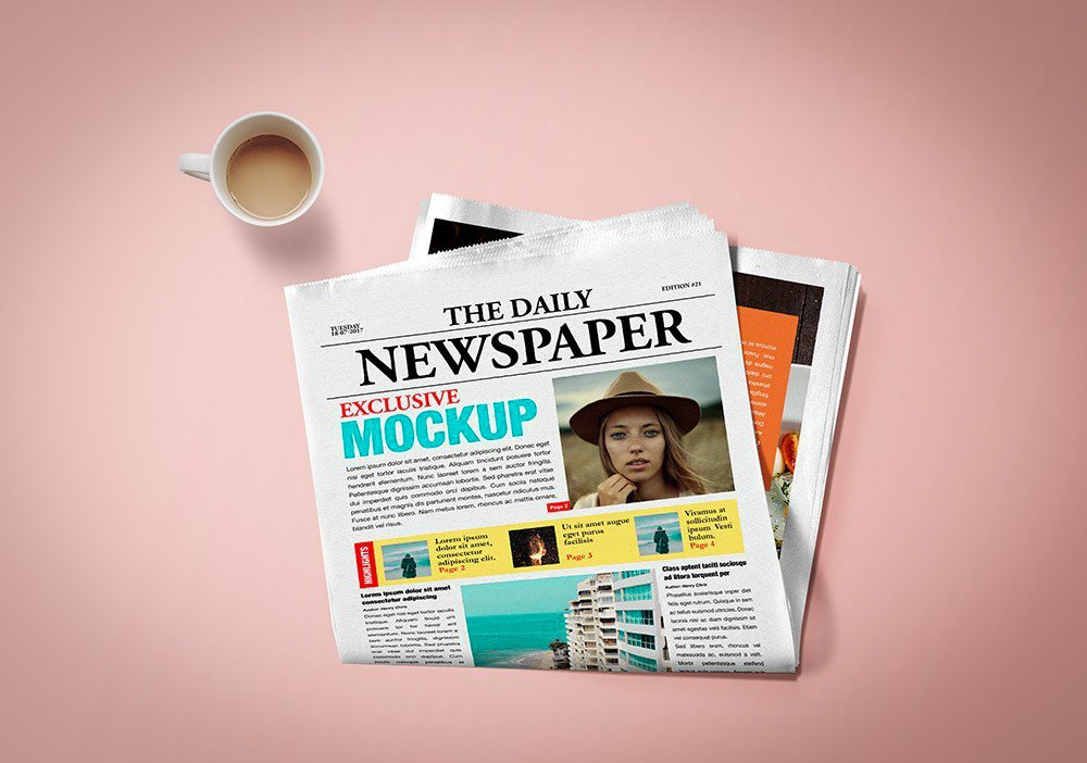 Download Front View of Newspaper - Free PSD Mockup - PlanetMockup