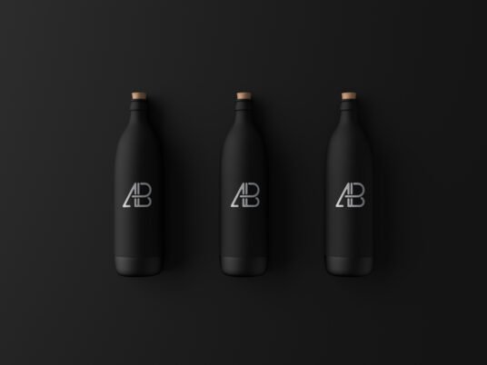 Matte Black Bottle Free PSD Mockup