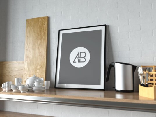 Realistic Poster Frame PSD Mockup