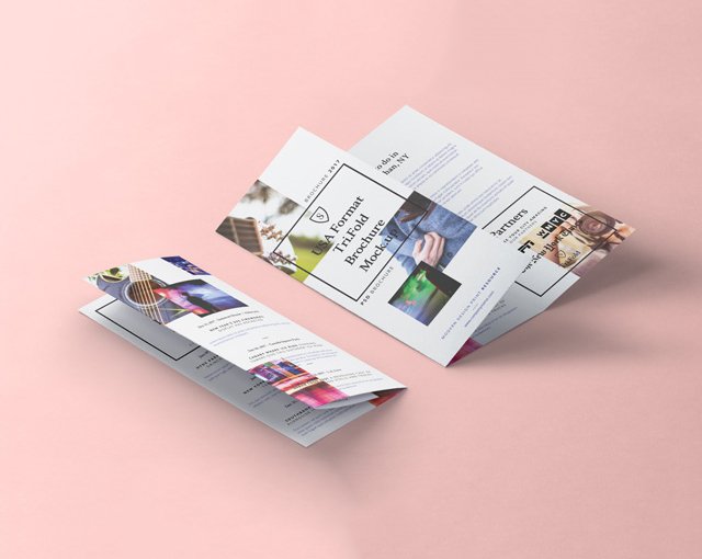 US Letter Size Tri Fold Brochure PSD Mockup
