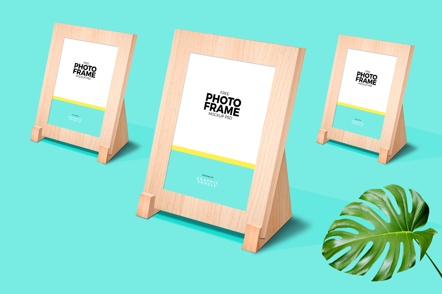 Wooden Photo Frame Stand Free PSD Mockup