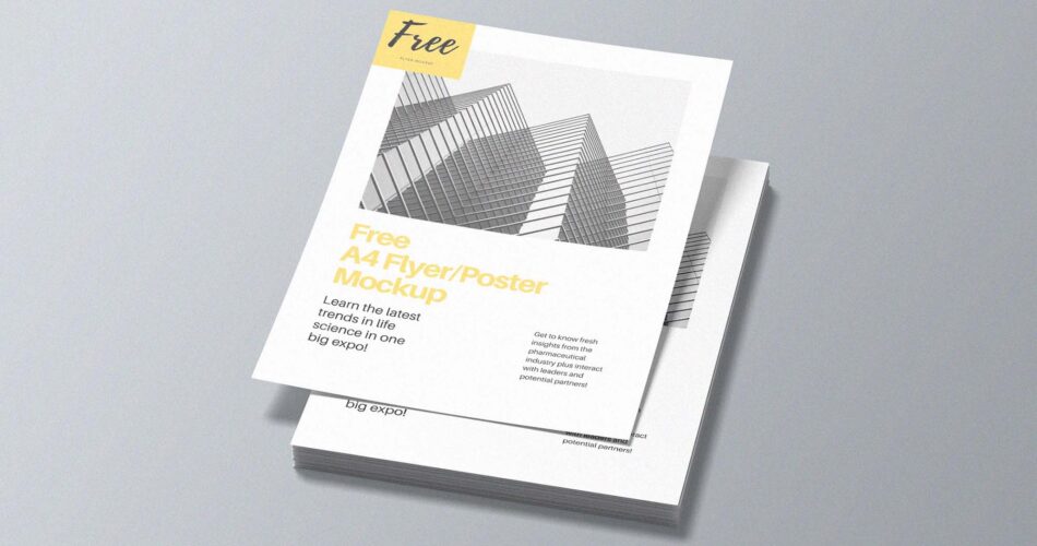 A4 Flyer Poster Free PSD Mockup