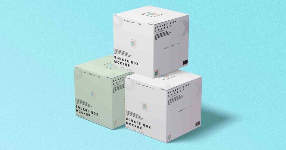 Square Boxes Free PSD Mockup