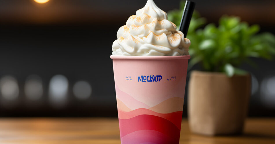 Ice Cream Cup Free PSD Mockup